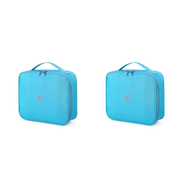 yingyy Medical Kit Fabrics Household Emergency First Aid Box Portable Capacity Storage Bag Children Pill Pouch Survival Car Blue Large Size 2Set