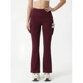 thumbnail image 5 of FLEXVIBE Womens Flare Leggings for Yoga Workout Polyester High Waist Stretch Bootcut Pants with Cargo Pockets,Burgundy,US Size XL, 5 of 9