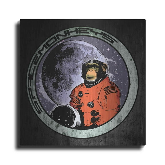 Luxe Metal Art 'Space Monkeys' by Nicklas Gustafsson, Metal Wall Art, 12"x12"