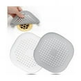 thumbnail image 1 of Estrela Hair Catcher - Tapa de drenaje de cabello cuadrada de silicona para ducha con ventosa, fácil de instalar, apto para baño, bañera, cocina, paquete de 2 (gris y blanco), 1 of 5