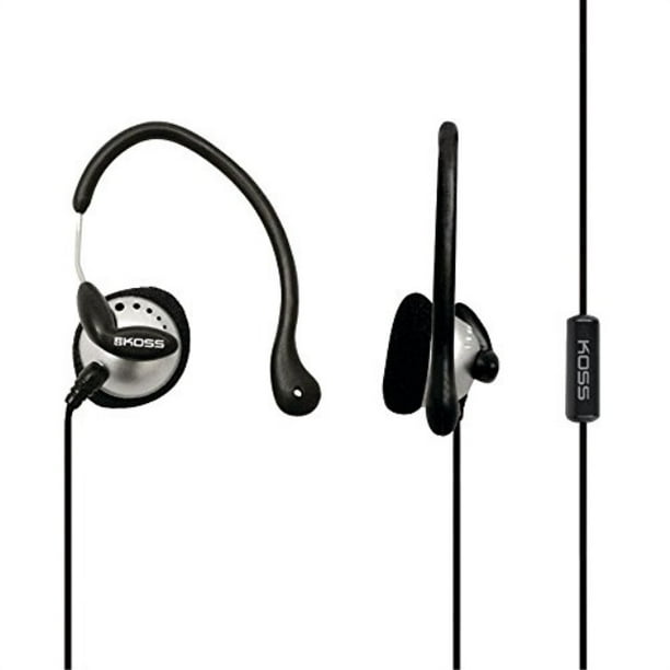 koss ksc22i ultra lightweight sport earclip headphones, black/silver