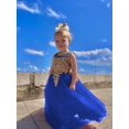 thumbnail image 3 of Girls Formal Long Pageant Dresses Prom Ball Gown Gold Lace Burgundy Tulle, 3 of 6