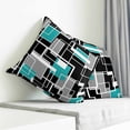 thumbnail image 3 of Teal Blue Black Geometric Pillow Covers 16x16 Inch Decorative Throw Pillow Cover, Modern Abstract Art Block Sofa Pillowcases Accent Cushion Case Home Decor Bedroom Living Room, 3 of 6