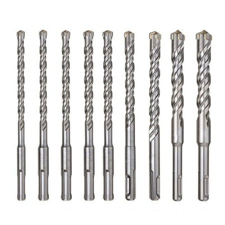 

Sofullue 9 Pcs/Set Round Shank Cross Electric Hammer Drill Bit Set Drilling Hole Saw Kit