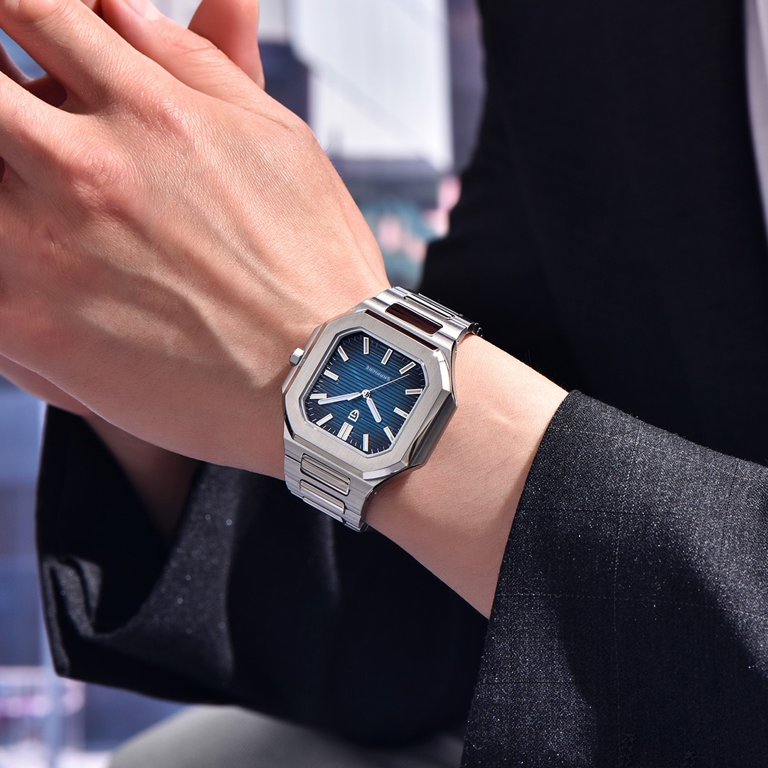 PAGANI DESIGN Men's Quartz Watch 37MM Stainless Steel Sports Waterproof Business Wrist Watch for Men, Synthetic Sapphire, Japan TMI VH31 Movt, PD-YS019