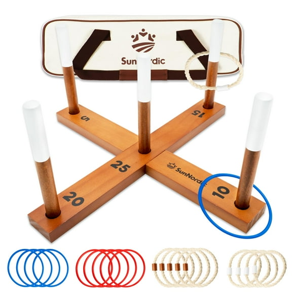 Set de césped Ring Toss Game SunNordic de madera para exteriores
