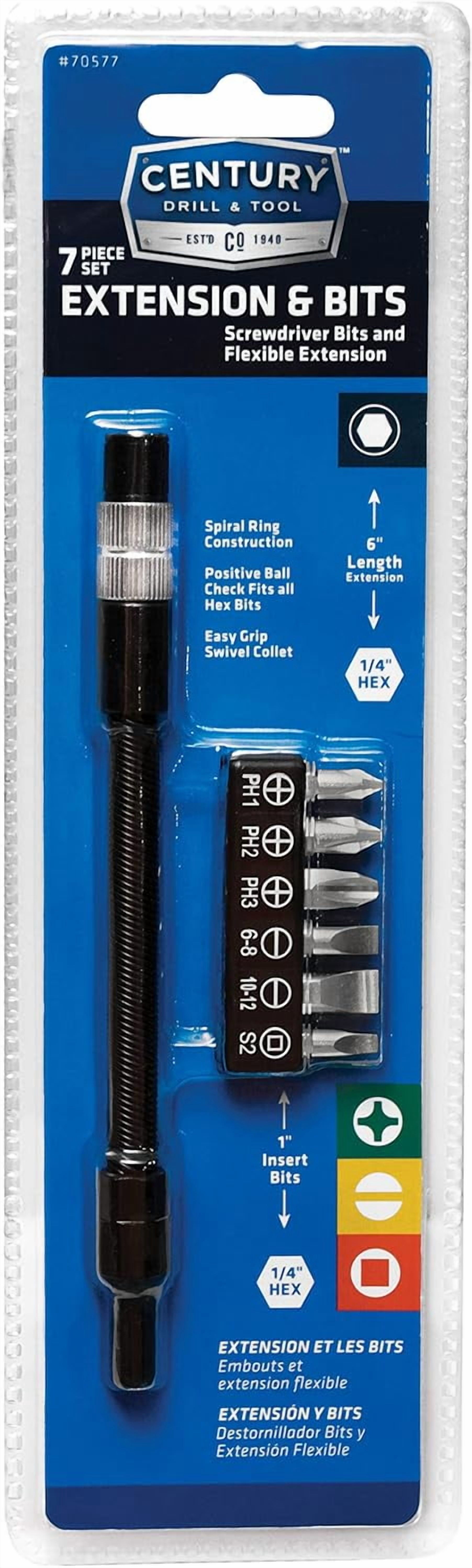 Century Drill & Toll 70577, Flexible Extension and Bits Tool Set, 7 Piece, 2 Pack