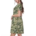 thumbnail image 2 of Easygdp Tropical Plants Green para Vestido Transpirable de Mujer, Vestido Suelto de Manga Corta con Pliegues y Bolsillos para el Verano, 2 of 6