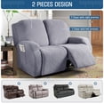 thumbnail image 4 of TAOCOCO Recliner Loveseat Slipcovers 3 Piece Sofa Cover for 2-Seat Couch Stretch Couch Slipcover Protector with Pocket, Light Gray, 4 of 7