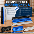 Engineering Set Square Ruler 12-inch 3-piece architectural and engineering metal ruler set, Black ...