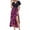 Hot Pink, variant on Meichang Women's Boho Maxi Dress Tunic Floral Print V Neck Dresses Elegant Side Split Ruffle Hem Sundress Casual High Waist Holiday Club Sundresses With Waist Tie