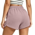 thumbnail image 5 of Womens Loose Waffle Knit Shorts Elastic Waist Drawstring Lounge Shorts Casual Summer Workout with Pockets Pink L, 5 of 7
