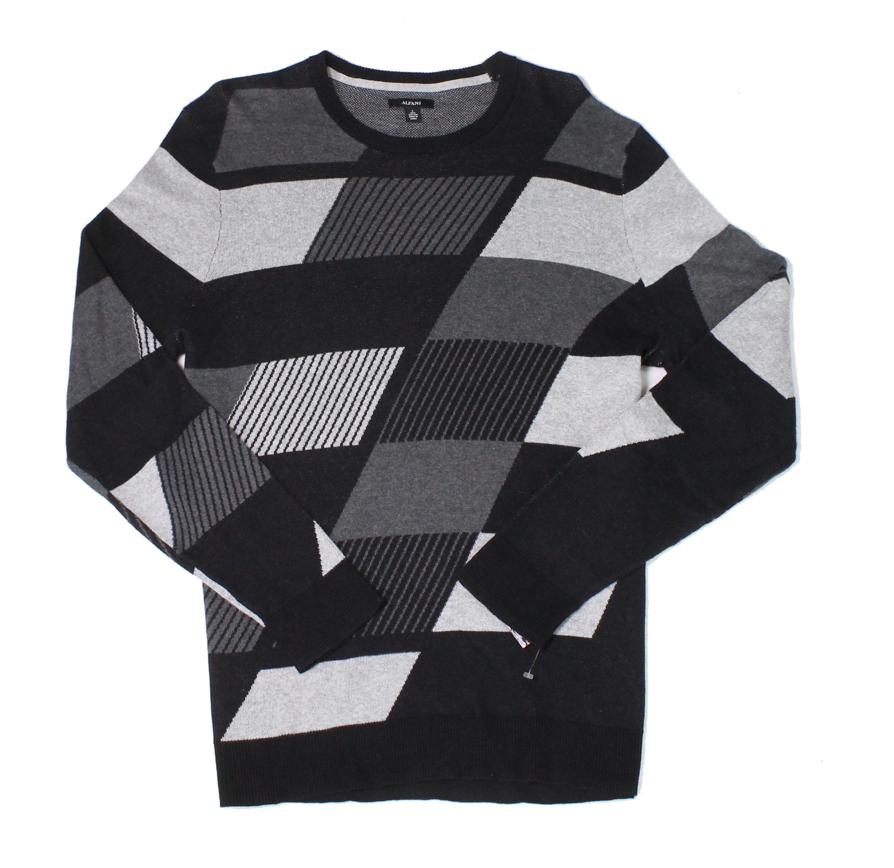 Alfani - Mens Sweater Gray Large Knit Crewneck Geo-Print L - Walmart ...