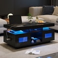 thumbnail image 4 of Noble House High Gloss Coffee Table with LED Lights,USB Ports & Sockets,2-Door Centre & Sofa Side Table,Black, 4 of 17