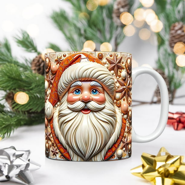 Tazas Taza de café de cerámica de Papá Noel navideña Taza de agua navideña Taza taza