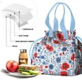 thumbnail image 4 of Pioneer Flower Drawstring Lunch Bag Women - Drawstring Lunch Bag Insulated for Work Office - Stain-Resistant Large Lunchbags for Women with Multi-Pockets, 4 of 6