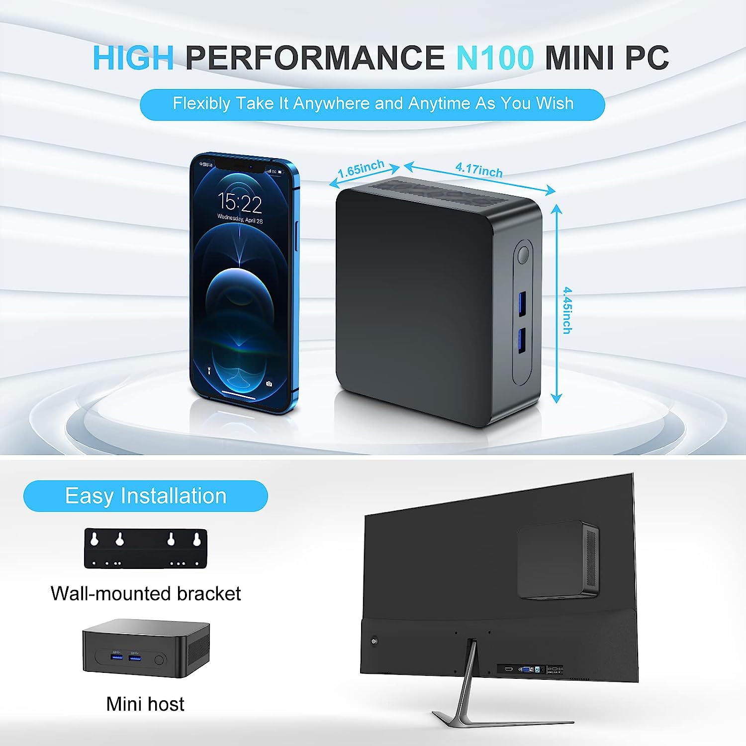 SZBOX ANB03S N100 Mini PC Windows 11 Pro Intel N100 Max 3.4GHz