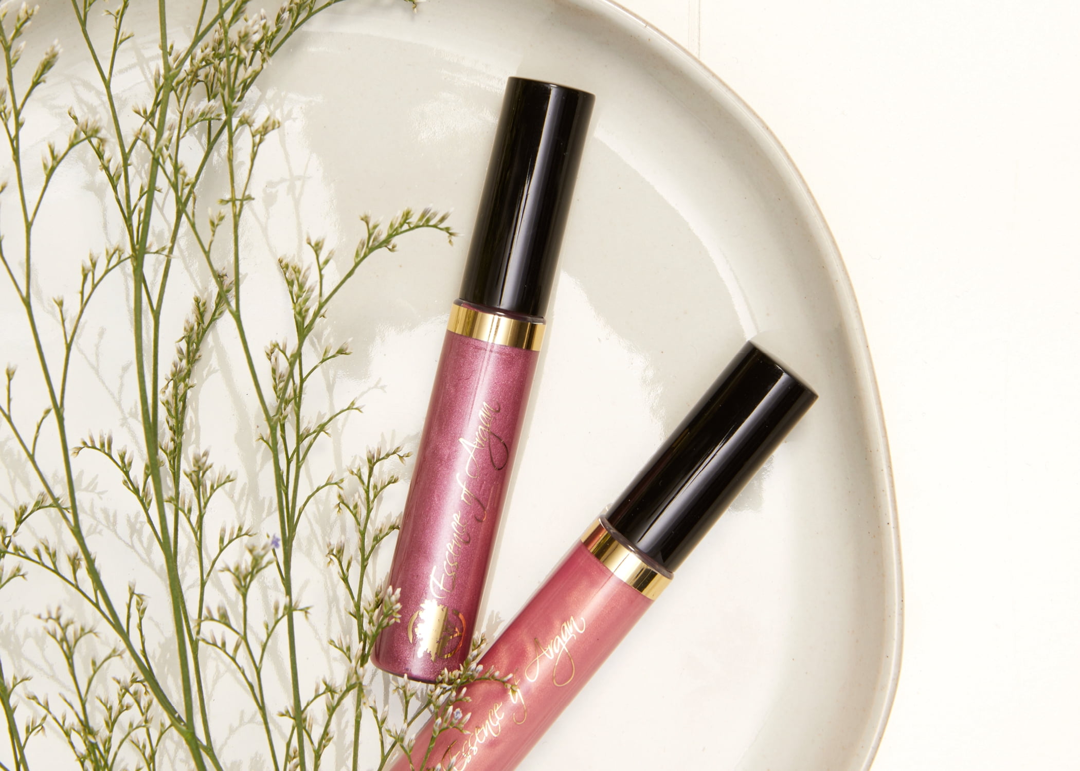 Essence of Argan Lip Gloss, Vegan, Moisturizing, Plumping, Pink Bronze