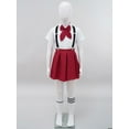 thumbnail image 3 of TiaoBug Kids Girls Uniform Set Short / Long Sleeve Bow Tie Blouse with A-Line Mini Pleated School Type B Burgundy 120, 3 of 7