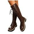 thumbnail image 5 of UngA Womens Combat Boots Lace-up Mid-calf Boots Military Winter Boots for Women Brown,Size 8, 5 of 7