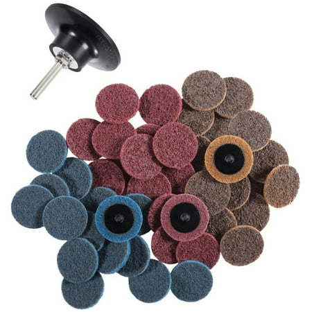 

46PCS 2 Inch Surface Conditioning Roloc Sanding Discs W/ 1/4 Holder Die Grinder Quick Change Roll Lock Disc Set for Surface Prep Removing Paint Rust Oxides Deburring Blending Polishing