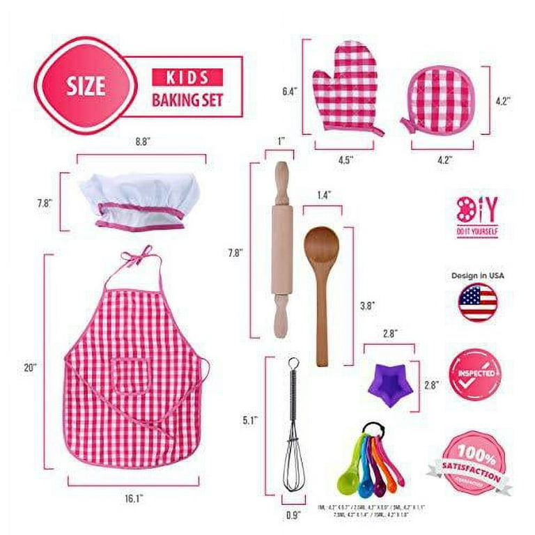 Real Girls Baking Set 35pcs With Pink Heart Apron, Chef Hat And Mitt -  RiseBrite