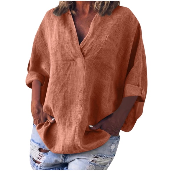 Vestidos Casuales Para Mujer, Blusas De Mujer De Moda Blusa informal de manga corta con solapa y cuello halter para mujer, color liso, con mangas 3/4