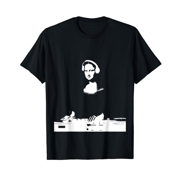 Mona Lisa DJ Art - Funny EDM Techno Rave Music Gift T-Shirt