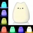 thumbnail image 3 of ACDANC LED Cat Night Light, Battery Powered Silicone Cute Cat Nursery Lights with Warm White and 7-Color Breathing Modes for Kids Baby Children (Mini Celebrity Cat), 3 of 7