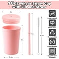thumbnail image 2 of Reusable 10oz Wheat Straw Cups, Spill-Proof Water Cups With Lids and Straws for Kids, Chip Resistant Tumbler and Unbreakable Kitchen Drinking Cups, BPA free, Microwave & Dishwasher Safe, 2 of 6