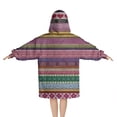 thumbnail image 2 of Purple Boho Tribal Stripes and Hearts Pattern Blanket Hoodies for Kids 6-13YR Oversize Wearable Blanket Hoodies for Boys Girls Teens, 2 of 7