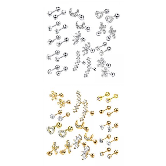 24 Pares de Pendientes de Tuerca Trasera Plana para Regalo con Pesas para Hombres Y Mujeres, Sunnimix Aretes