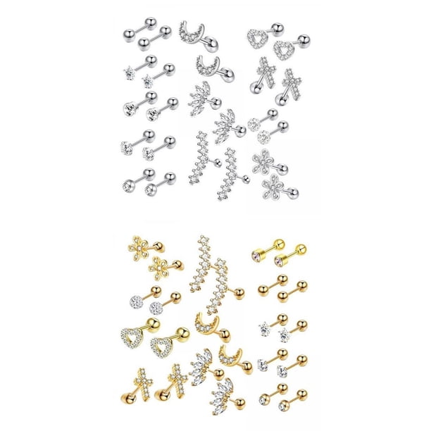 24 Pares de Pendientes de Tuerca Trasera Plana Pesas para res, material de oro y material Hugo Aretes