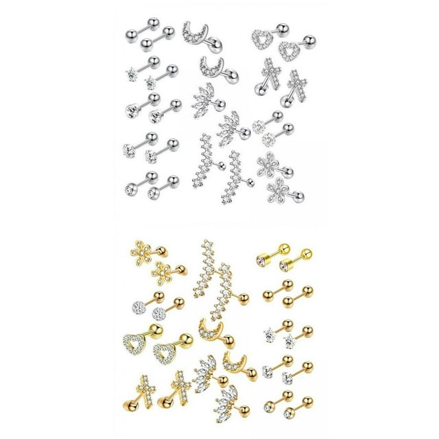 24 Pares de Pendientes de Tuerca Trasera Plana Pesas para res, material de oro y material Hugo Aretes
