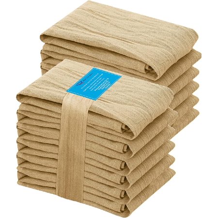 

12 Pack Flour Sack Towels 28x28 Inch 100% Ring Spun Cotton Tea Towels Machine Washable. Highly Absorbent Perfect for Dish Drying Cleaning - Camel
