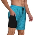 thumbnail image 2 of Kdxio Blue Glitter Print Men'S Swim Trunks With Compression Liner 7 Inch Inseam Quick Dry Swim Shorts, 2 of 7