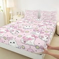thumbnail image 3 of Feelyou Girly Pink Ghost Twin Sheet Sets for Girls, Kawaii Princess Bowknot Twin Fitted Sheet, Cute Flower Floral Flat Sheet, Lightweight Room Decor, 3 Pieces, 3 of 7