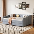 thumbnail image 2 of Generic Full Size Daybed with Twin Size Trundle Upholstered Tufted Sofa Bed, with Button on Back and Copper Nail on Waved Shape Arms-Light Grey, 2 of 7