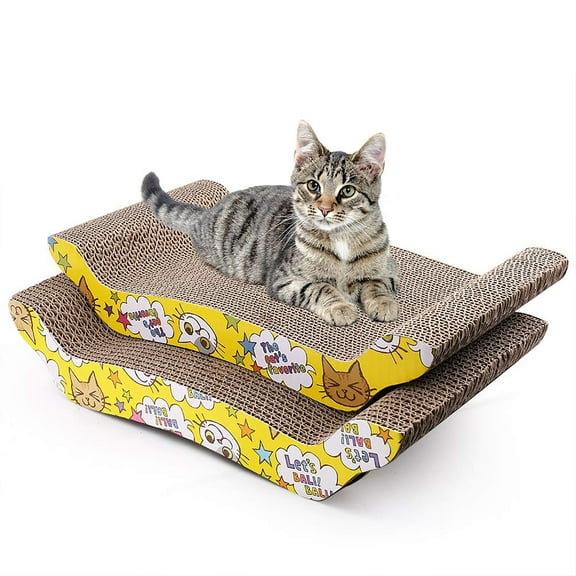 Prime Pets 2 Cat Scratcher Cardboard, Reversible Corrugated Cat Scratching Pad