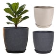 thumbnail image 5 of Modern Plant Pot with Saucer, Gray Flower Pot with Drainage Holes, Stone-Look Planter for Indoor Outdoor Plants, 5 of 8