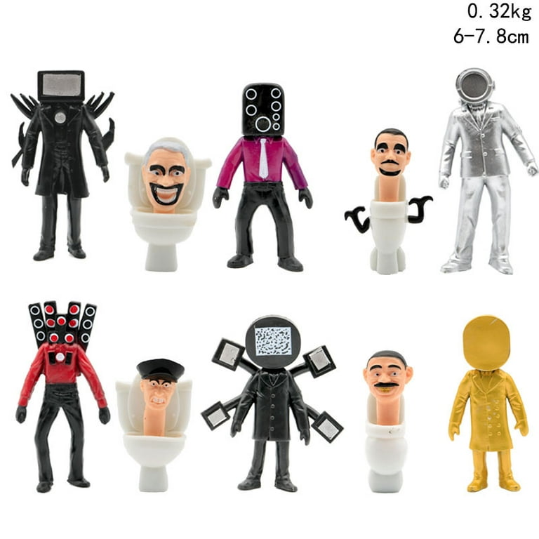 KEVCHE 6PCS Skibidi Toilet Battle Action Figures Horror Cartoon Character  Figures Cake Topper Halloween Parties Decoration