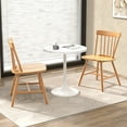 thumbnail image 4 of Gymax Dining Chairs Set of 2 Farmhouse Kitchen Chair w/ Rubber Wood Frame Wide Seat Natural, 4 of 9