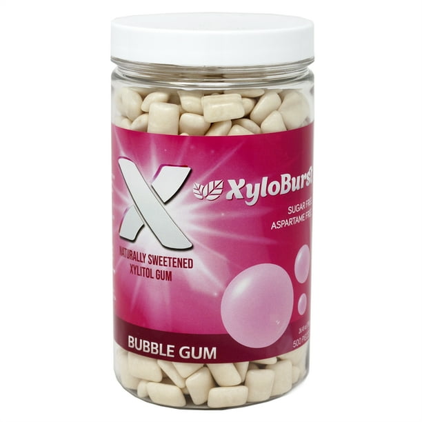 XyloBurst Xylitol Sweetened Chewing Gum Bubble Gum 500 Count Jar No