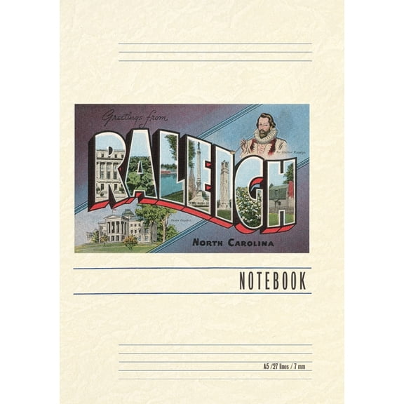 Vintage Lined Notebook Greetings from Raleigh, (Paperback)
