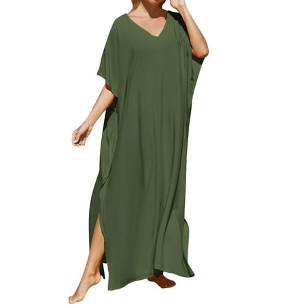 Sexy Cover up plus Size Bathing Suit Cover up Long 2025 Women s Beach Blouse Gown Loose Size Bohemian Long Skirt Bikini Dress