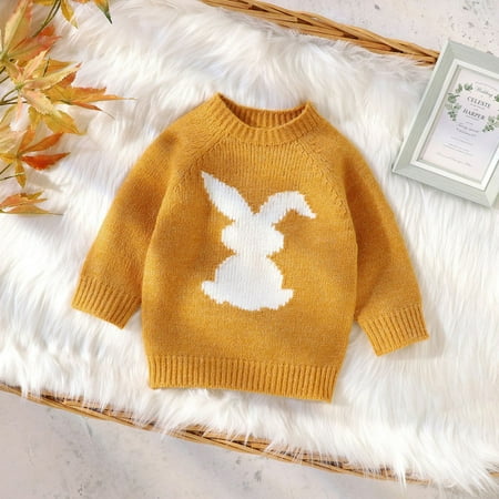 

6M-3T Baby Boys Girls Knitted Sweaters Esho Unisex Toddler Soft Warm Cartoon Bunny Pullover Sweatshirt Tops