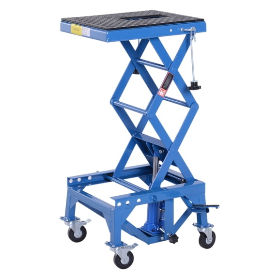 DURHAND 300 lbs Hydraulic Motorcycle Scissor Jack Lift Foot Step Wheels for Small Dirt Bikes