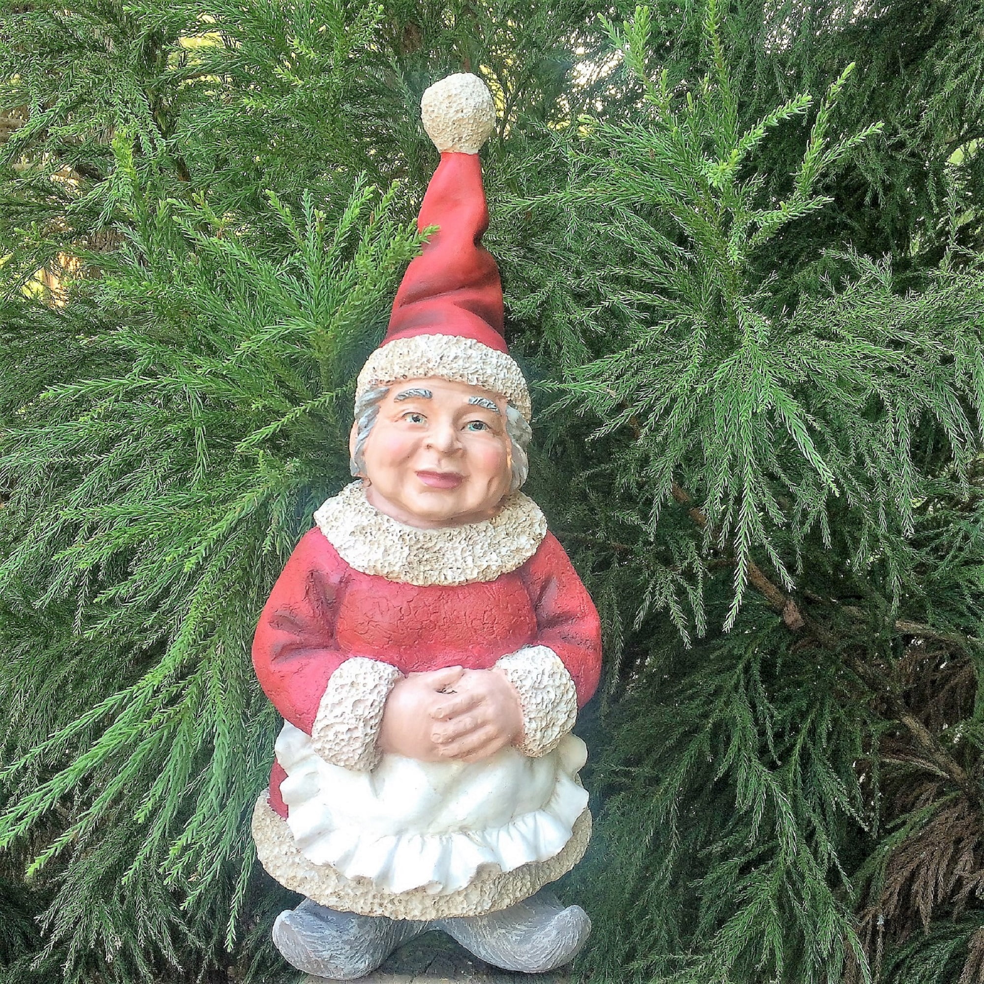Nowaday Gnomes - Christmas Mrs. Santa Claus Gnome in Holiday Outfit and Cooking Apron Statue 18"H