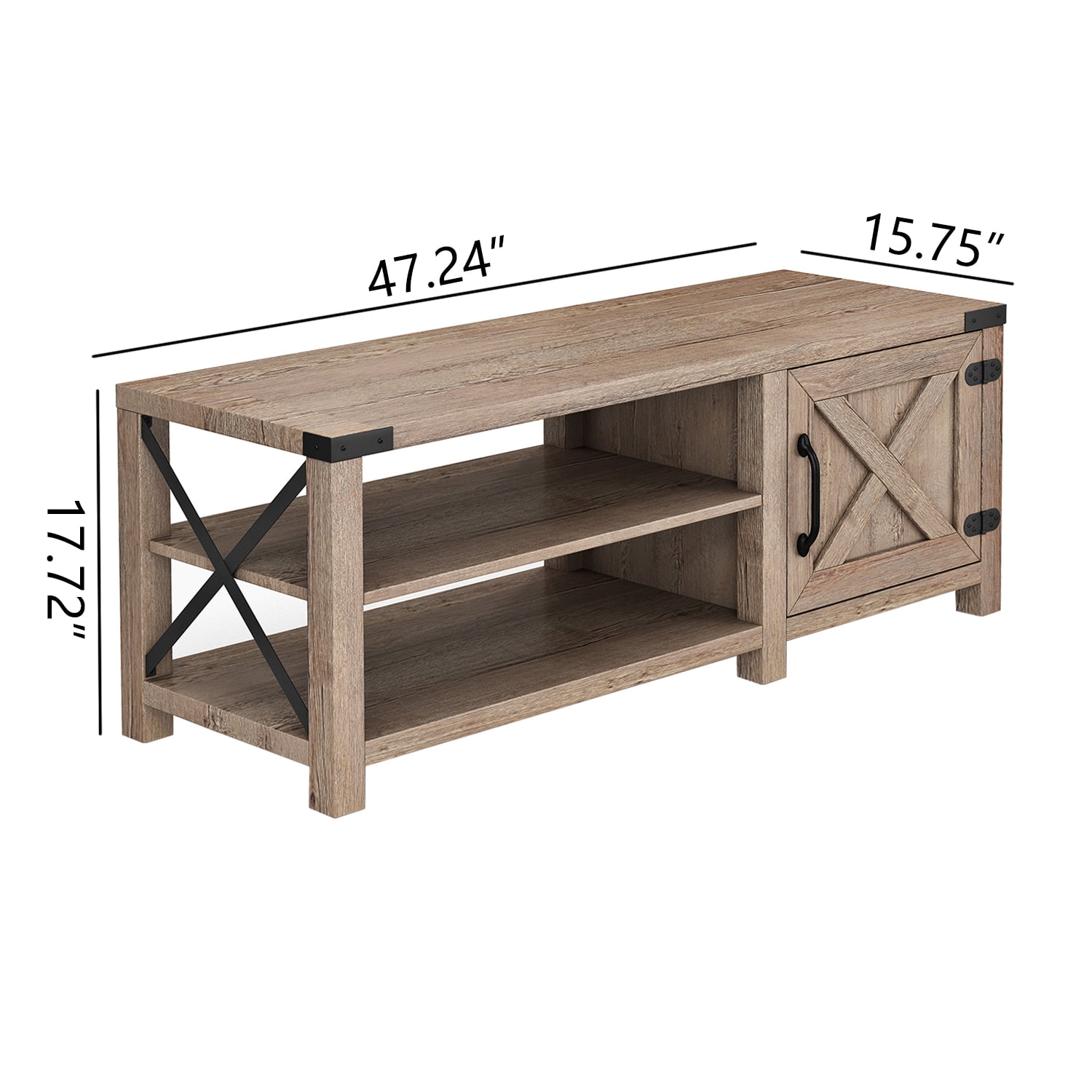 Kadyn Modern Farmhouse Shoes Bench, Particle Board Bench for Entryway Living Room, Light Brown Shoes Bench, Tobacco Wood, Without Seat Cushion