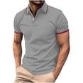thumbnail image 3 of Sentmoon Mens Spring Outfits Plus Size Loose Turndown Collar Breathable Mens Blouse Button up Short Sleeve Shirts for Men Fashion for Boating Gray XXL, 3 of 5